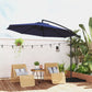 9.6ft Offset Patio Umbrella Garden Hanging Parasol Banana Cantilever Umbrella with Base, Crank, Navy Blue