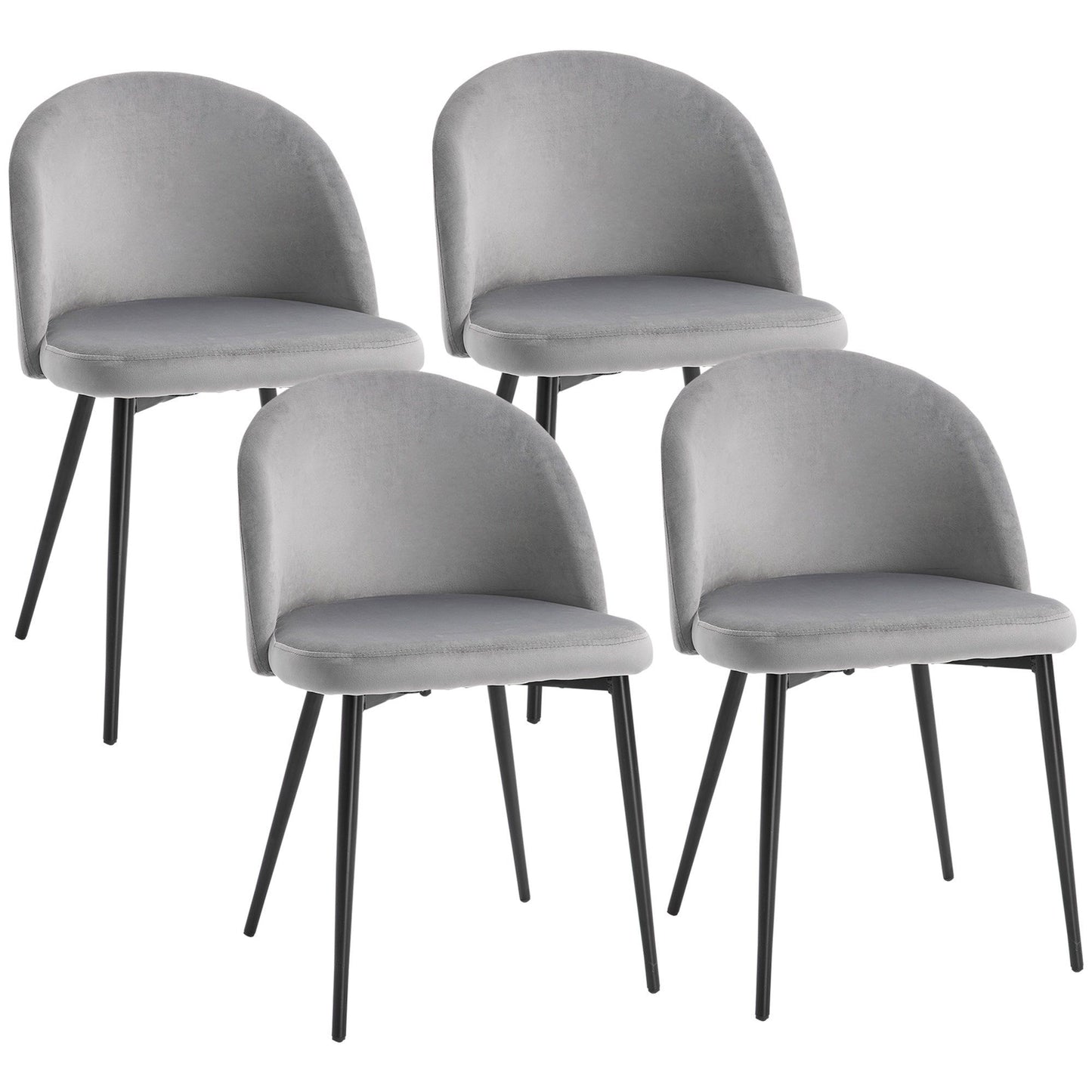 Velvet Mid-Back Dining Chairs Set of 4 - Grey