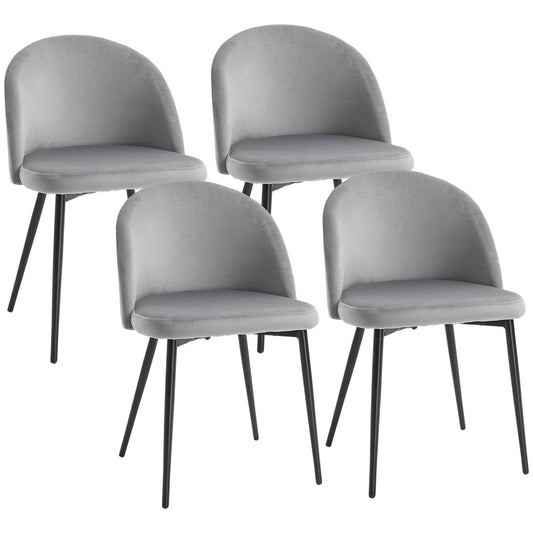 Velvet Mid-Back Dining Chairs Set of 4 - Grey