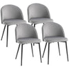 Velvet Mid-Back Dining Chairs Set of 4 - Grey