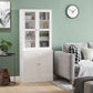 71" Tall Bookcase Cabinet with Doors - White