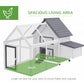 65" Chicken Coop Wooden Hen House Rabbit Hutch Poultry Cage Pen Outdoor Backyard with Nesting Box, Ramp, Run, and Ladder