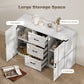 Sideboard with 3 Drawers and 2 Doors, 47" Buffet Cabinet with Adjustable Shelves for Kitchen, White Wood Grain