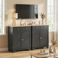 Sideboard Buffet Cabinet with Storage, 27" Kitchen Cabinet with Adjustable Shelf, 2 Drawers and 2 Doors, Coffee Bar Cabinet with Rubberwood Tabletop, Black