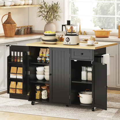 Rolling Kitchen Island Cart with Drop Leaf