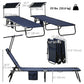 2 Piece Folding Outdoor Chaise Lounges, Pool Tanning Chairs with Reclining Back, Sunshade for Beach, Patio, Dark Grey