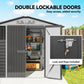 8' x 6' Outdoor Storage Shed, Metal Garden Shed with 2 Windows, 4 Vents, Lockable Doors and Gloves, Dark Grey