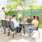 Outdoor Dining Sets for 8 with Stackable Chairs, Patio Dining Set with Glass Top Table for Garden, Patio, Backyard, Dark Grey