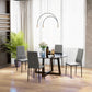 Set of 4 Modern Style Dining Chairs, Button Tufted High Back Side Chairs with Upholstered Seat, Steel Legs for Living Room, Kitchen, Study, Bedroom, Grey