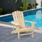 Wood Adirondack Chair, Outdoor Patio Muskoka Chair with Slatted Design for Deck, Garden, Backyard, Fire Pit, Natural