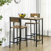 Industrial Bar Table Set Counter Height 3 Piece and 2 High Back Stools Set Dining Table Set Rustic Brown