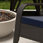 Patio Wicker Adirondack Chair, Outdoor Rattan Muskoka Chair with Cushions for Patio, Garden, Backyard Dark Blue