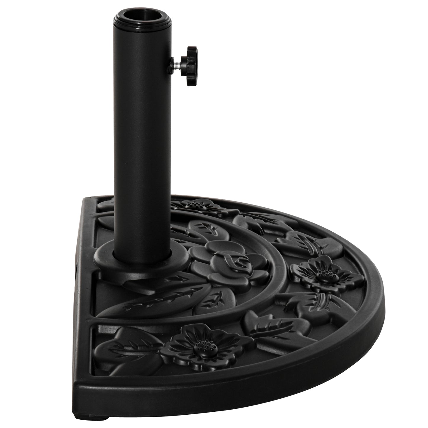 20 lb Heavy Duty Half Umbrella Base, Outdoor Concrete Umbrella Stand, Patio Half Round Base for Market Umbrella, Black