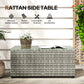 Wicker Outdoor Coffee Table, PE Wicker Rectangular Patio Table with Tempered Glass Top for Garden, Balcony, Light Grey