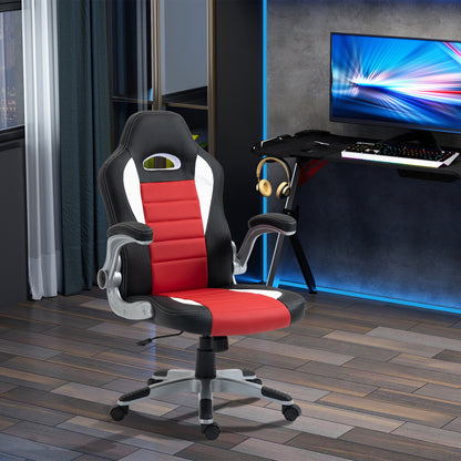 Racing Gaming Chair with Flip-Up Armrests - Red