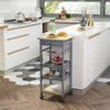 Rolling Kitchen Island Cart, Mobile Utility Storage Cart with Drawer, Wire Storage Basket, Removable Tray, Grey