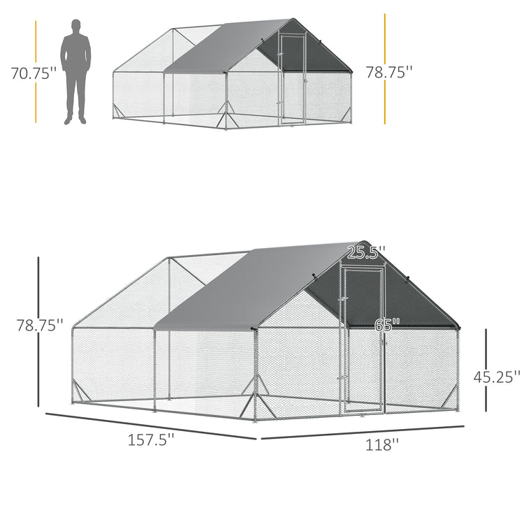 9.8' x 13.1' x 6.6' Chicken Coop Cage with Lockable Door