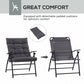 Set of 2 Outdoor Folding Chairs with Adjustable Backrest, Padded Camping Chairs for Outdoor Events, Grey