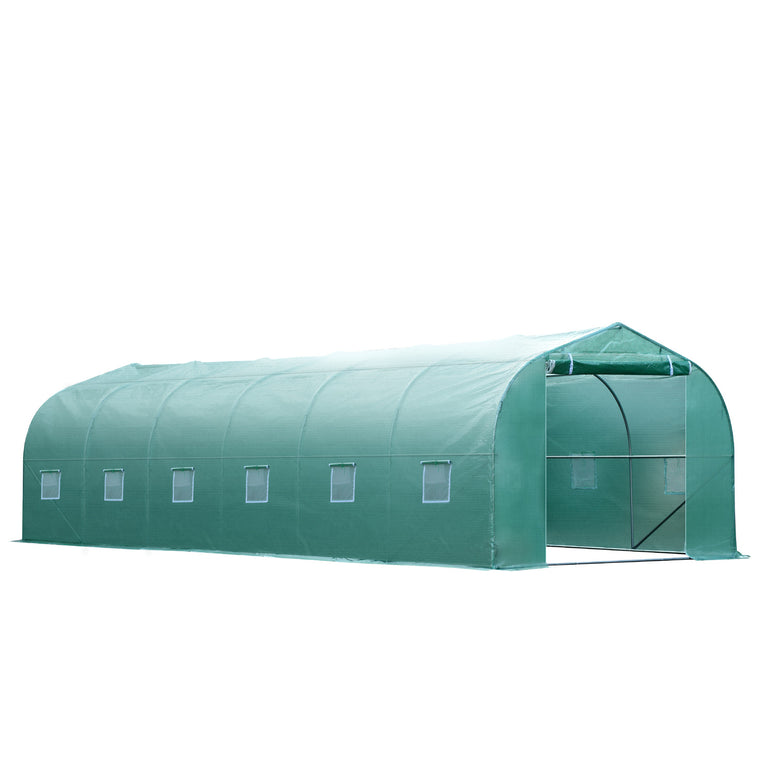 26' x 10' x 7' Green Steel Steeple Walk-In Greenhouse