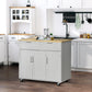 Rolling Kitchen Island, Kitchen Cart on Wheels with 2 Storage Drawers, 3 Door Cabinets and Towel Rack for Dining Room (Grey, 3-Doors)