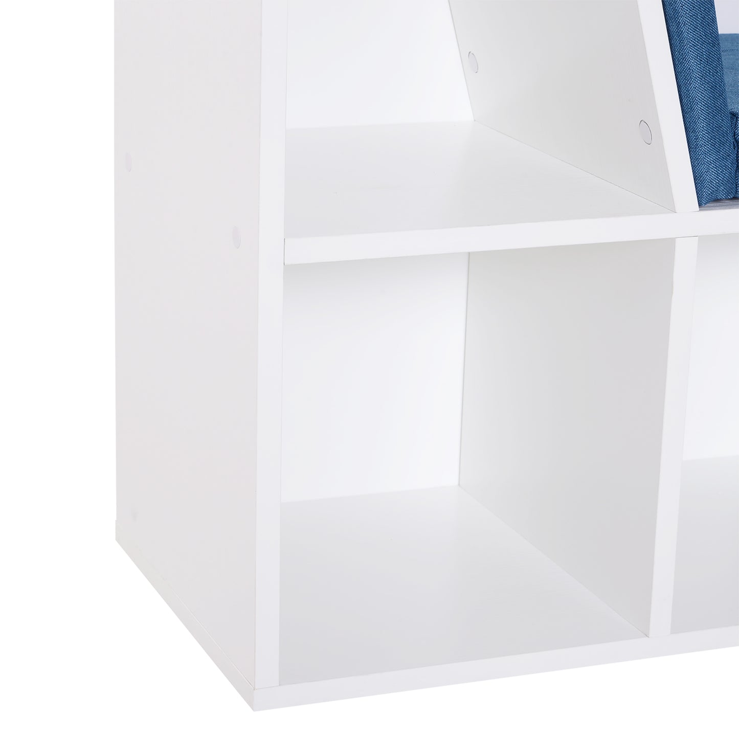 6-Cubby Bookcase with Seat Cushion, Cube Storage Shelf with Reading Nook for Home Office, Study, Blue
