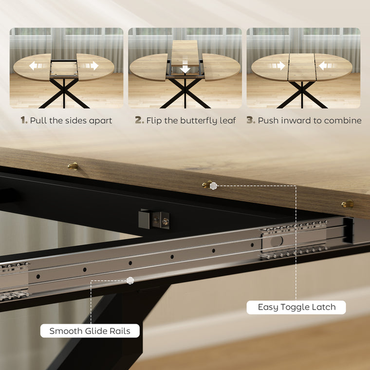Extendable Dining Table for 4-6 with Butterfly Leaf - Natural Wood