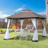 10' x 10' Coffee Double-Tier Gazebo with Metal Frame