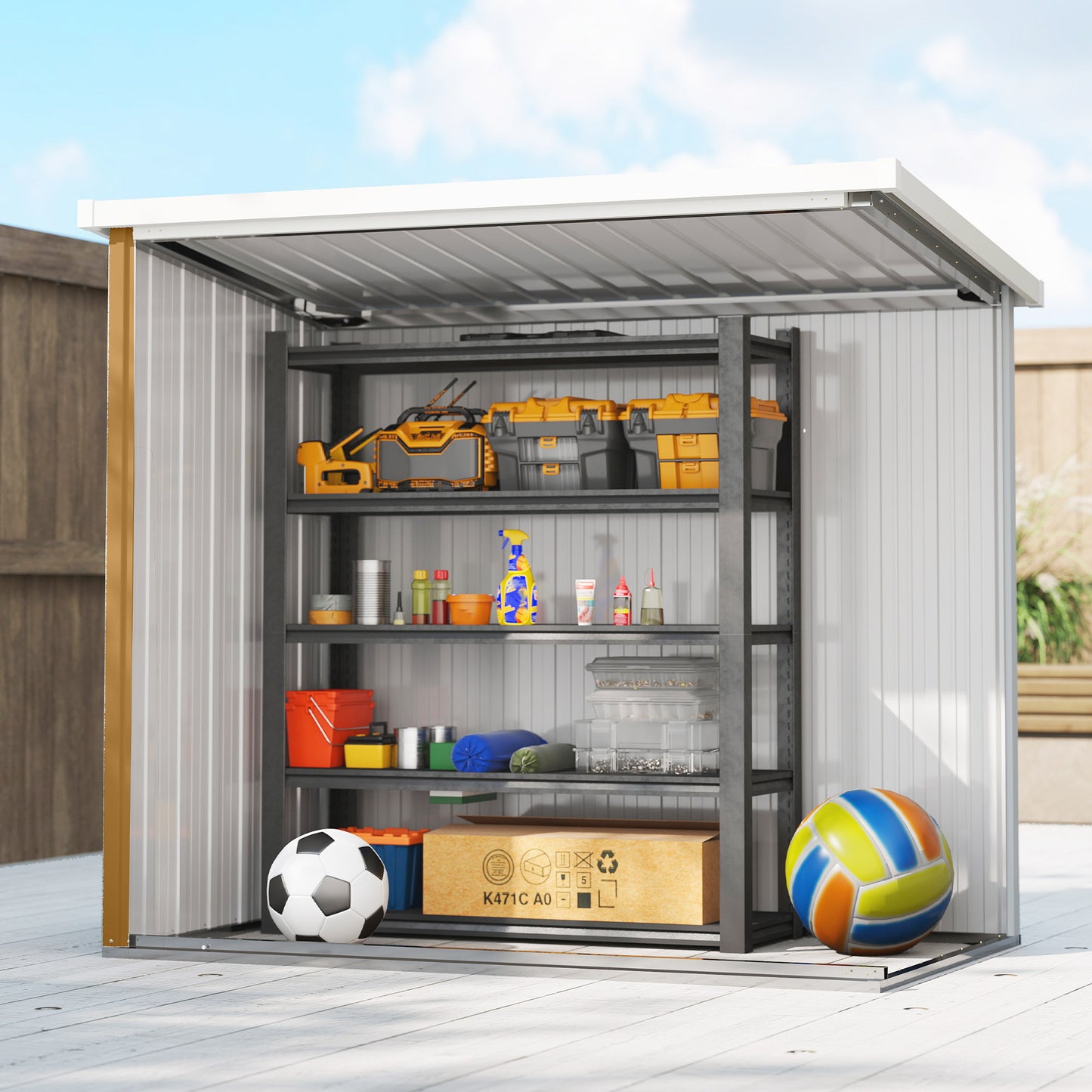 5' x 3' Metal Garden Storage Shed, Tool House with Double Doors for Backyard, Patio, Lawn