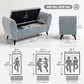 Upholstered Storage Bench with Arms, Modern Ottoman Bench for Bedroom, Entryway, and Living Room, Grey