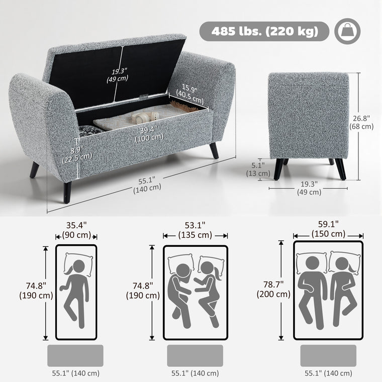 Upholstered Storage Bench with Arms