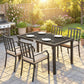 Aluminum Outdoor Dining Table for 6, Patio Rectangular Table, 47.2" x 35.4" x 29.1", Black