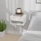 Floating Bedside Tables Set of 2, Wall-Mounted Nightstand, High Gloss White