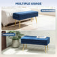 31" Storage Ottoman, Velvet End of Bed Bench with Steel Legs, Foot Stool with Storage for Bedroom, Living Room