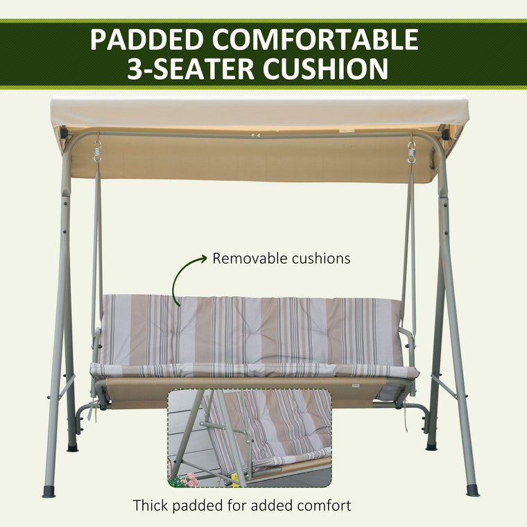 3-Seat Porch Swing Glider with Adjustable Canopy