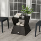 Outdoor Patio Rattan Wicker Coffee Table Garden End Tea Table Bistro Side Table w/ Umbrella Hole, Dark Coffee