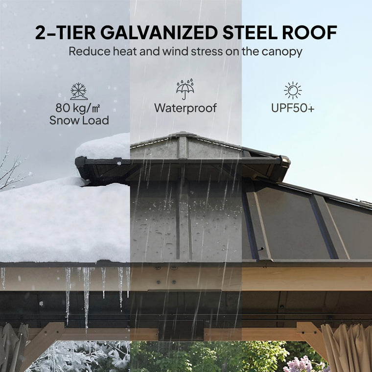 10' x 10' Light Grey Hardtop Gazebo with Double Steel Roof