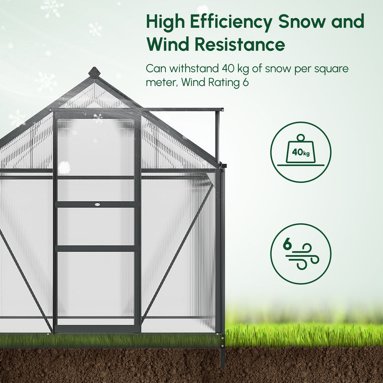 6.2' x 4.3' x 6.6' Grey PC Board Greenhouse with Sliding Door
