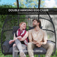 Double Wicker Egg Swing Chair with Stand, Foldable Hanging Egg Chair with UV Resistant Cushion, Headrest, Cream White