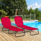 Set of 2 Folding Outdoor Lounge Chair, Sun Tanning Chairs with Reclining Back, Breathable Mesh for Beach Patio, Grey