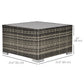 Rattan Garden Coffee Table, 25.6" Square Garden Rattan Table with Tempered Glass Top, Deep Grey