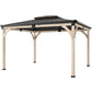 12' x 14' Light Walnut Hardtop Gazebo with Steel Roof
