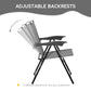 Folding Outdoor Bistro Set, Patio Table and Chairs with Reclining Backrest and Round Dining Table, Grey