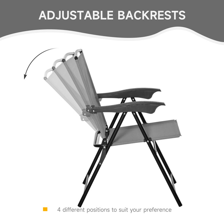 Grey Folding Bistro Set with Reclining Backrest