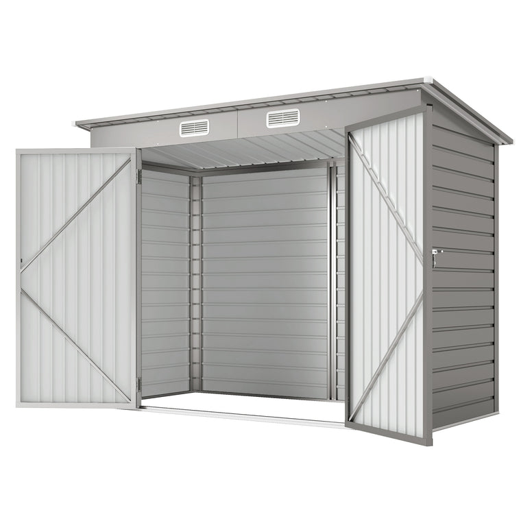 8' x 4' Galvanized Tool Shed with Double Doors and Vents