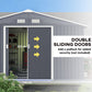 11.2ft x 12.5ft Practical Backyard Garden Storage Tool Shed 4 Ventilation Slots Double Sliding Door, Grey