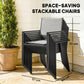 7 Pieces Outdoor Dining Set, Aluminum Patio Table and Chairs Set for 6 with Extendable Tabletop and Stackable Chairs