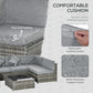 7pc Garden Wicker Sectional Set with Tea Table Patio Rattan Lounge Sofa Outdoor Deck Furniture Light Grey