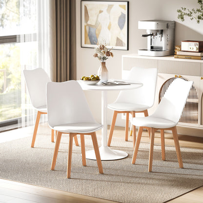 Round Dining Set for 4 with Pedestal Base - White