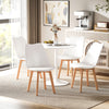 Round Dining Table Set for 4 with Pedestal Base, PU Padded Seats, for Small Space, Apartment, White