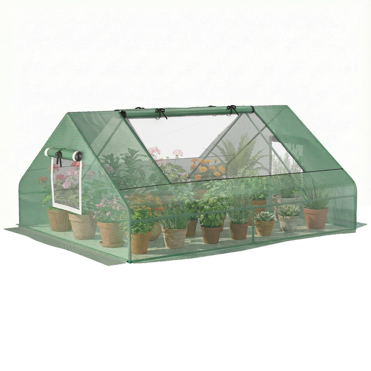 71" x 55" x 32" Green Mini Greenhouse with 2 Large Windows